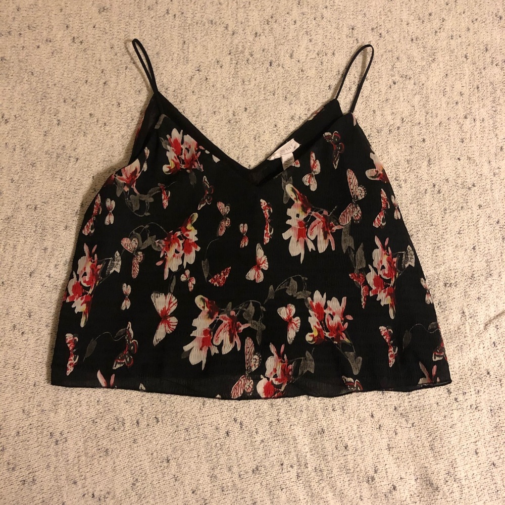 Full Tilt Black Floral Tank Top